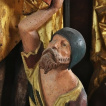 Detailaufnahme des Bettlers, mit dem der Heilige Martin von Tours seinen Mantel teilt